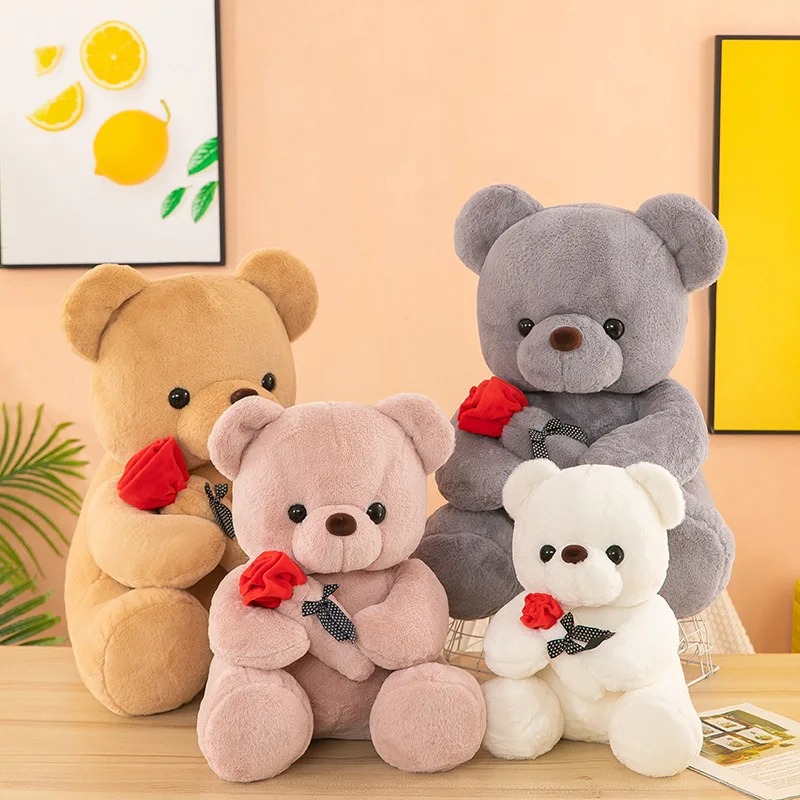 Romantic Teddy Bear with Roses, Plush Gift for Her on Valentine's Day
