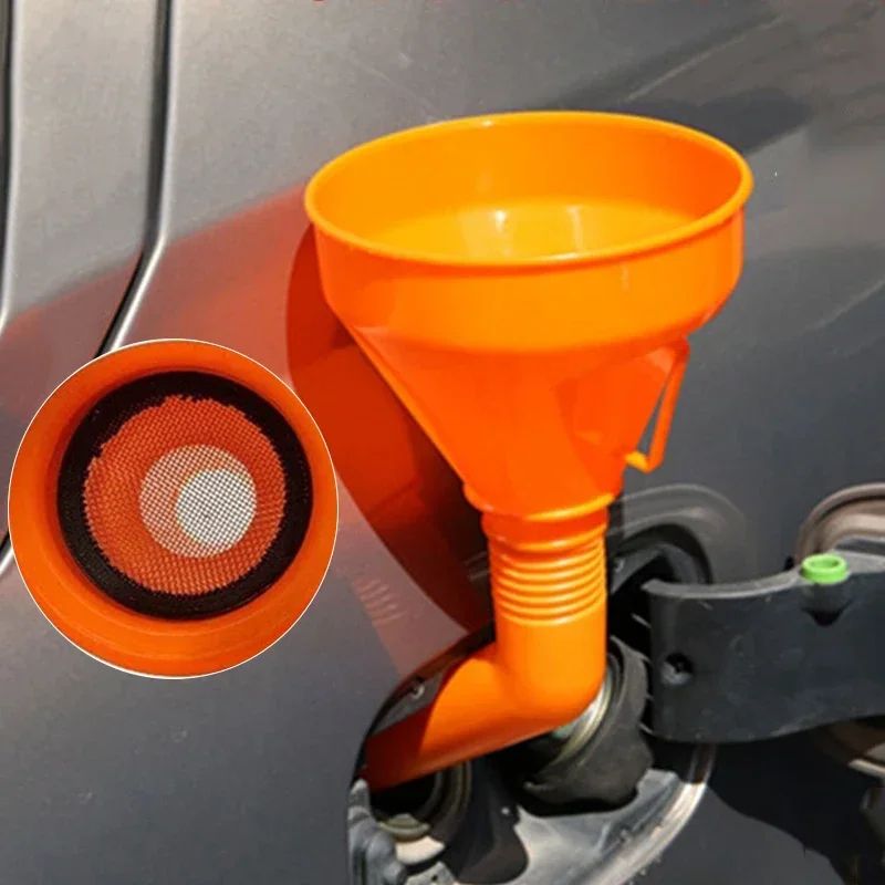 Long Neck Oil Funnel With Filter Car Motorcycle Tool