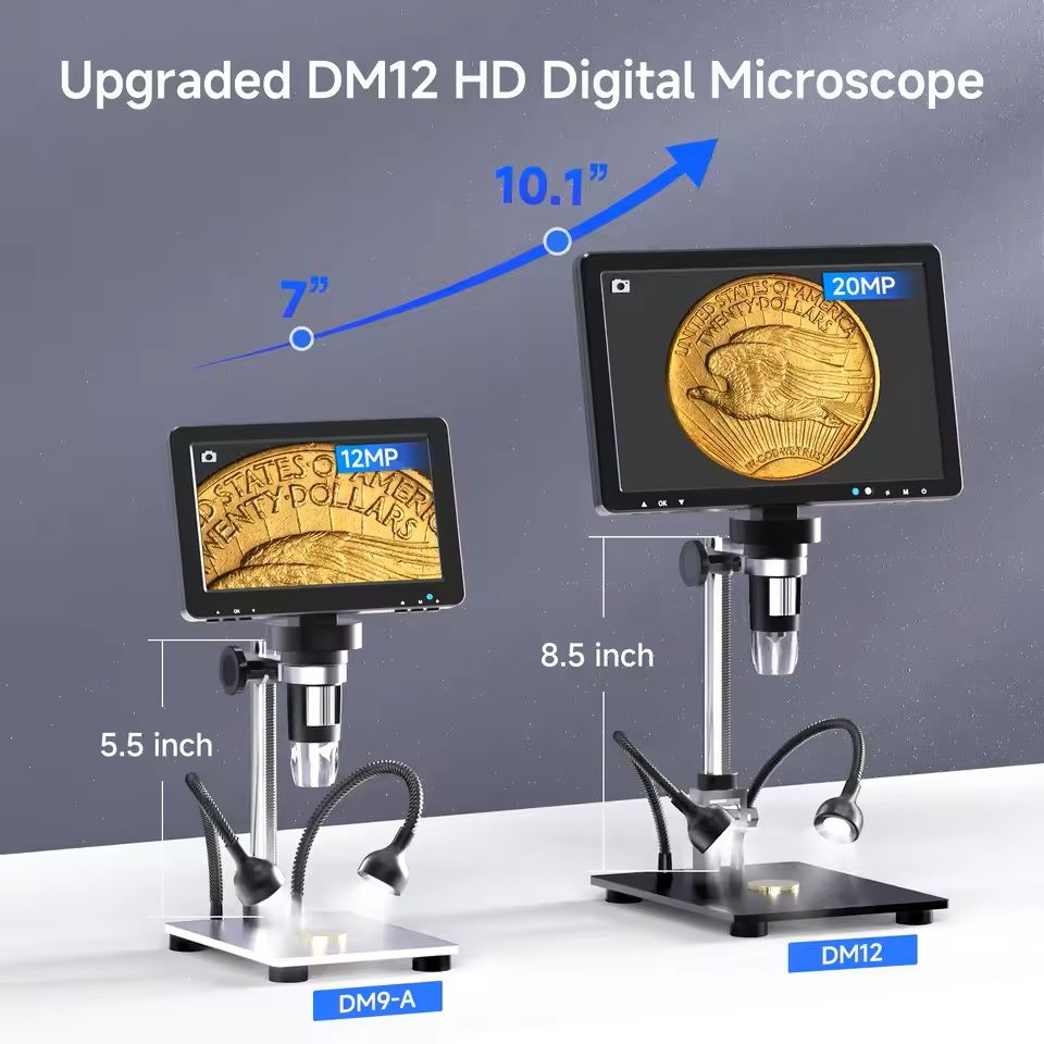 10 Inch HDMI Digital Microscope with 2000X Zoom and 20MP Camera
