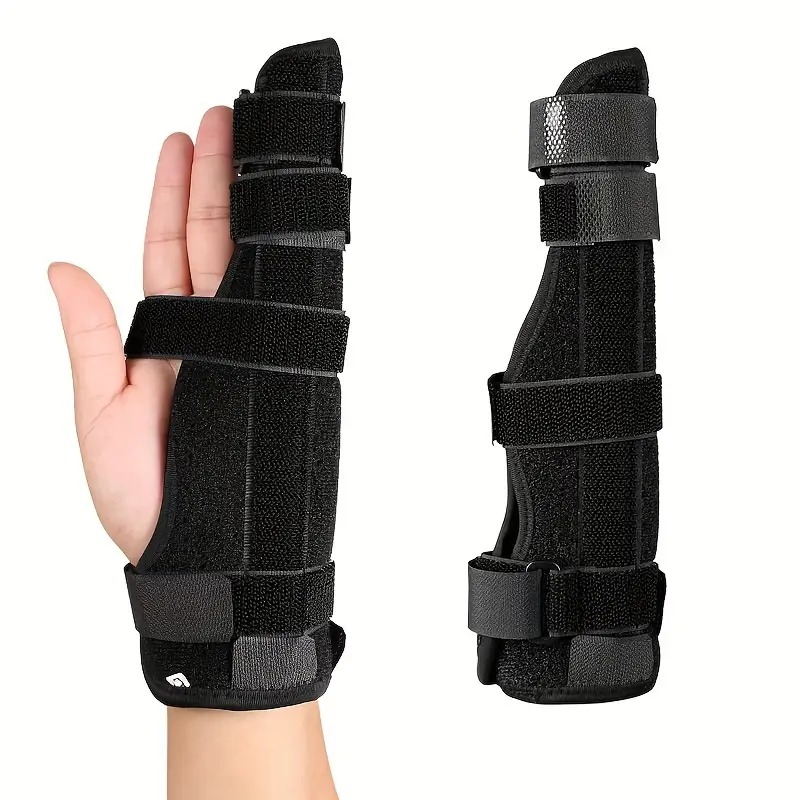 Adjustable Hand Brace, Boxer Finger Splint, Right or Left Support for Pinky Ring Middle Metacarpals Knuckles