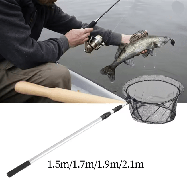Telescopic Fishing Net Aluminum Alloy Folding Landing Net with Rubber Handle