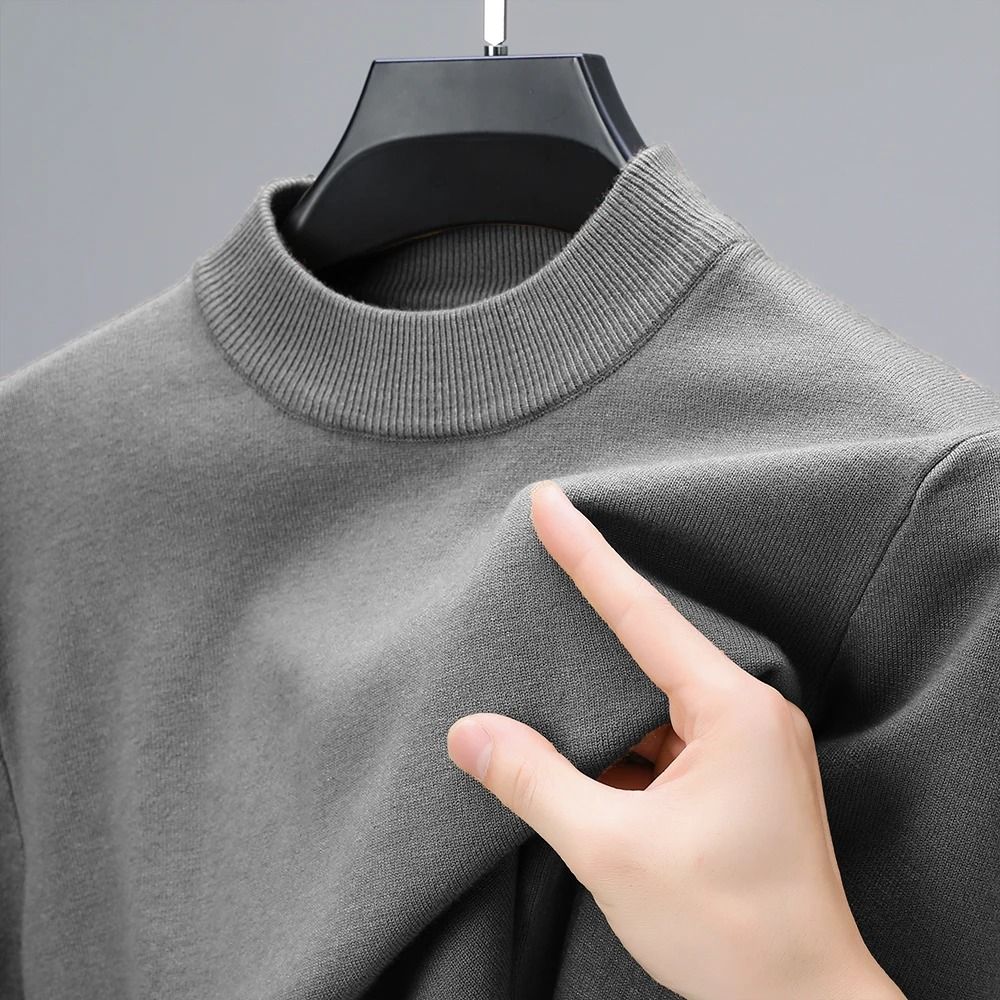 Mens Half Turtleneck Knit Sweater Casual Solid Color Pullover