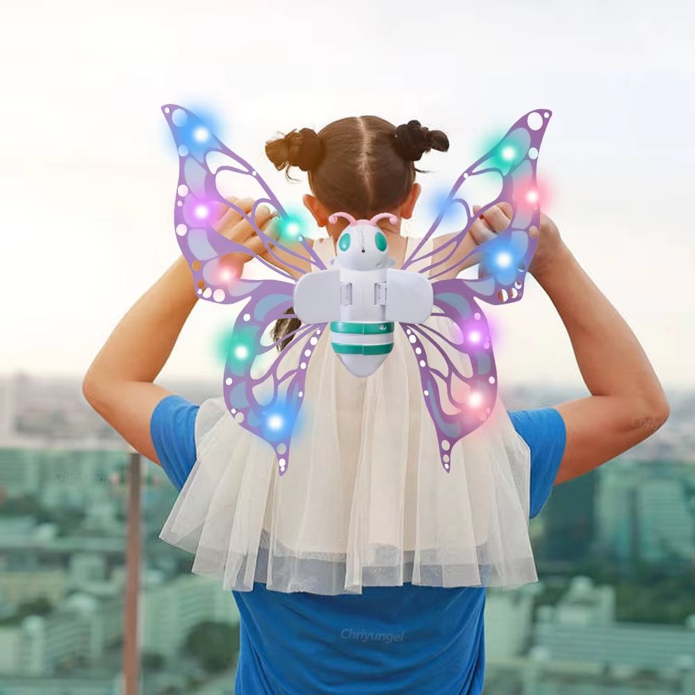 Magical Electric Butterfly Fairy Wings with Lights – Kids Cosplay Dress-Up Costume