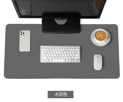 White PU Suede Desk Mat and Mouse Pad Large Non Slip Waterproof Desk Pad