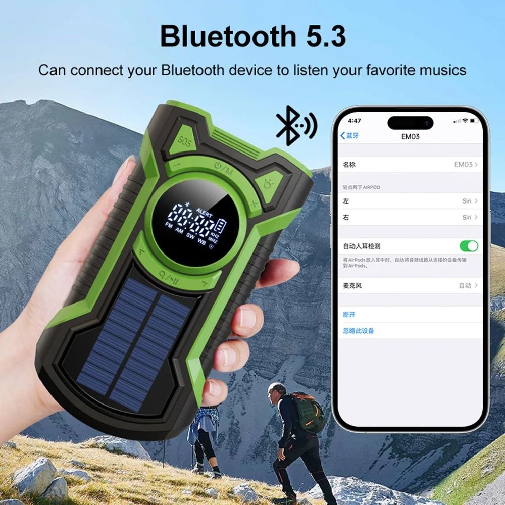 5000mAh Emergency Solar Hand Crank Radio