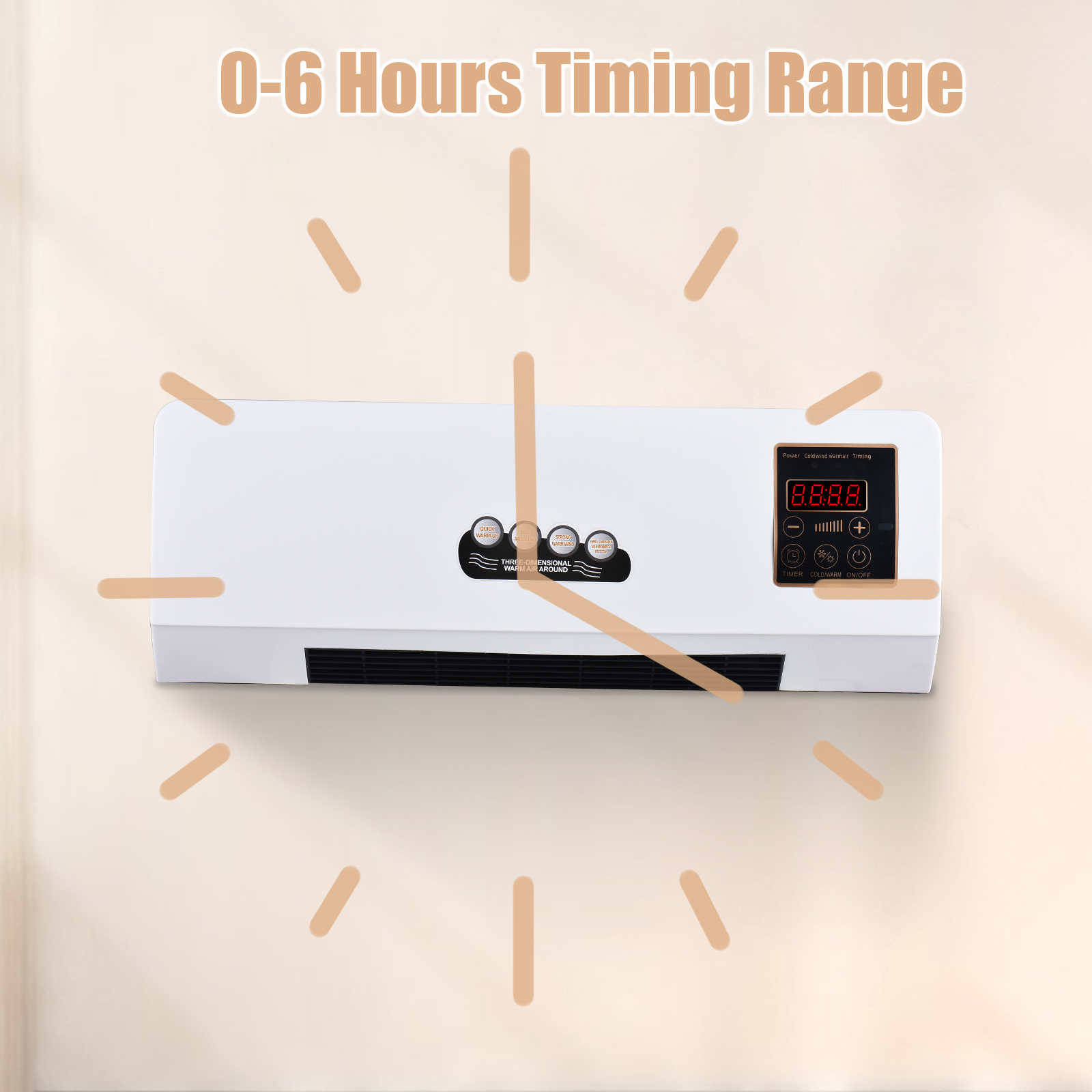 New Wall Mounted Space Heater and Fan Combo with Remote Control and Timer Electric Wall Heater
