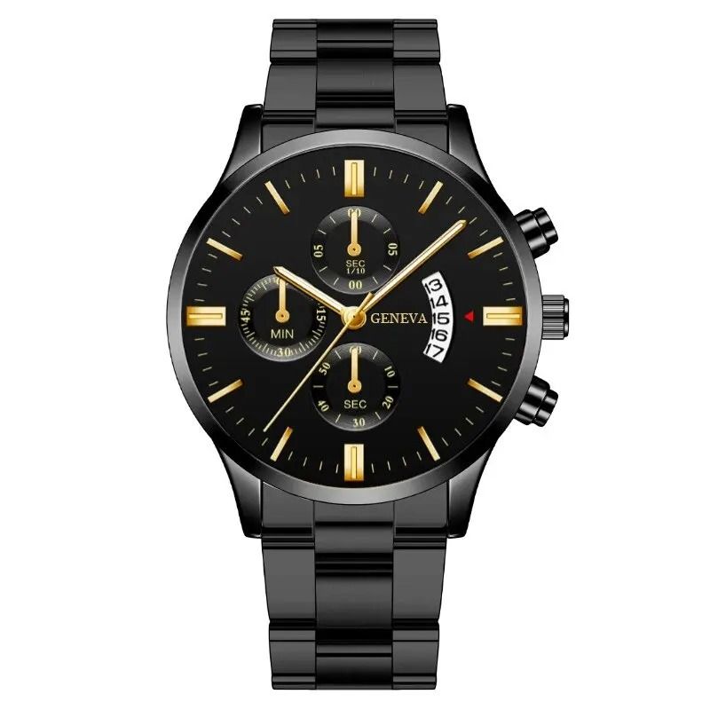 Mens Luxury Watch Stainless Steel Wrist Watch Quartz Business Calendar Silver