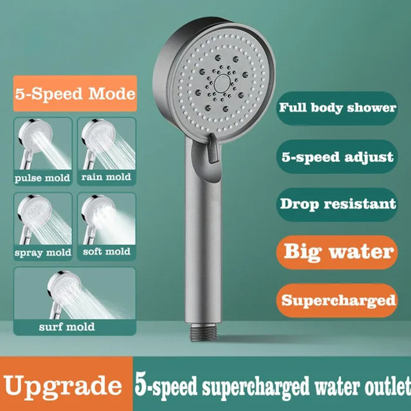Adjustable High Pressure Shower Head with Hose, Water Saving One-Key Stop Spray Nozzle, Bathroom Shower