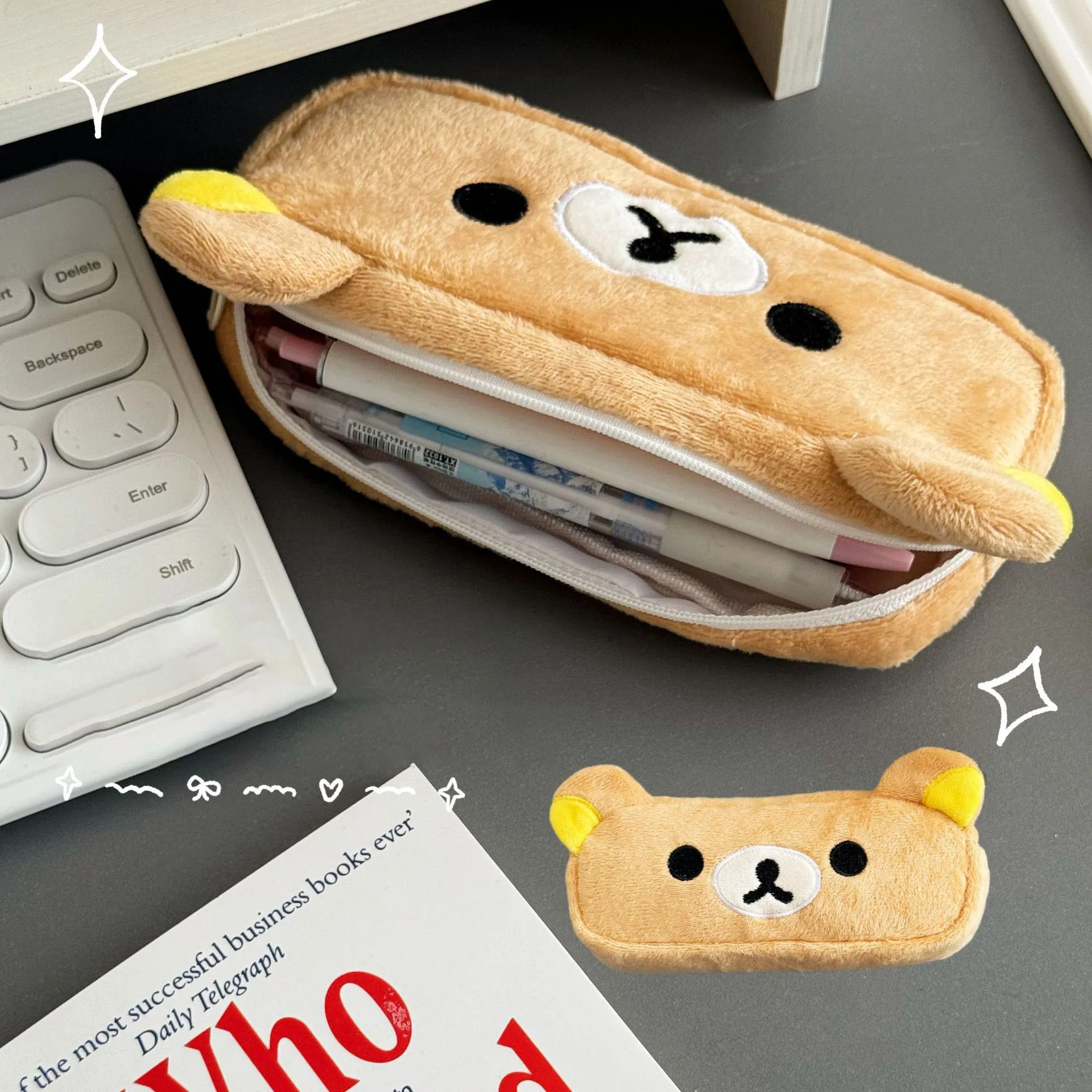 Cute Cartoon Bear Pencil Case for Kids, Girls, Organizer Pouch for Pens, School Stationeries, Gifts for Kids, Ins Hot