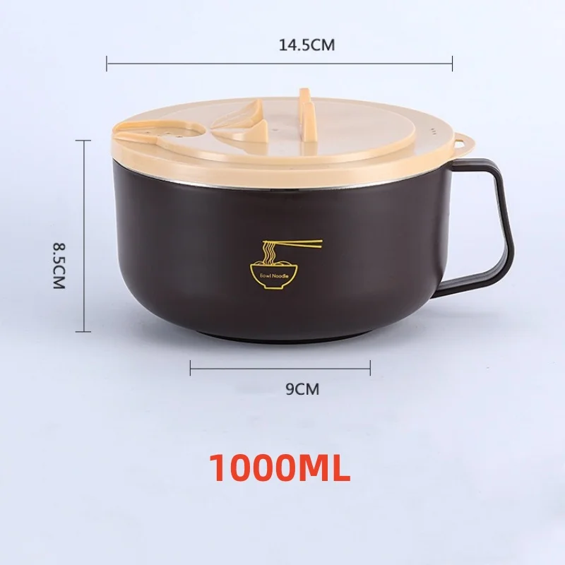Stainless Steel Noodle Bowl with Lid Heat-Resistant Instant Noodles Cooker