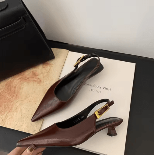 Summer Pointed Toe Slingback Mules – Elegant Low Heel Party Sandals