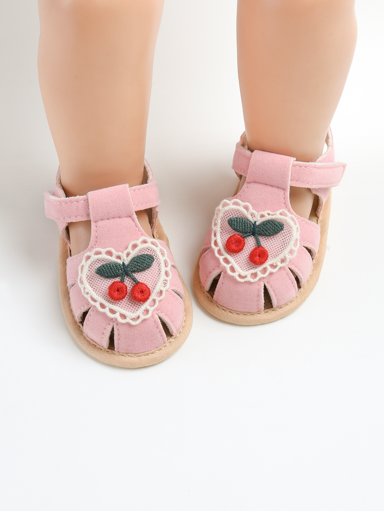 Summer Baby Girl Sandals with Cherry Design, Cloth Sole Newborn Shoes for First Walking, Toddler Style & Comfort