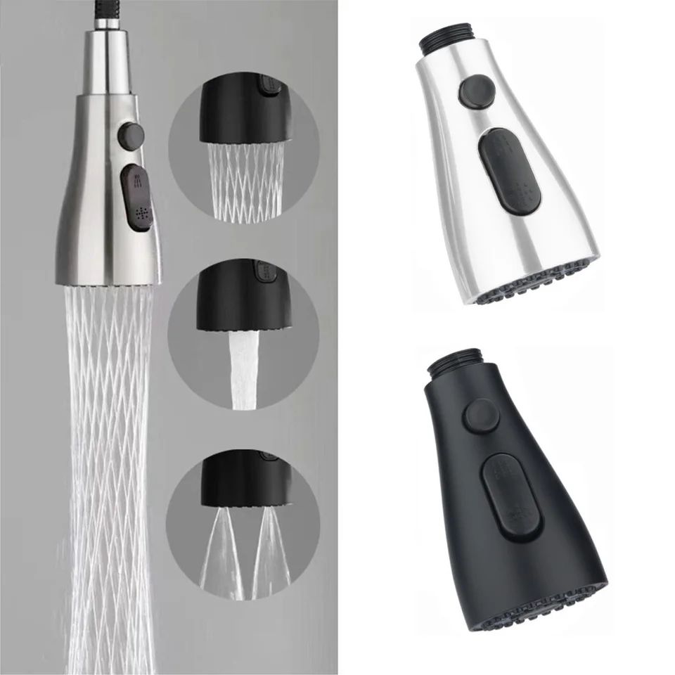 3-Mode Kitchen Faucet Sprayer Head Replacement – Pull-Out Tap Nozzle with 1/2in Connection & Water Saving Design