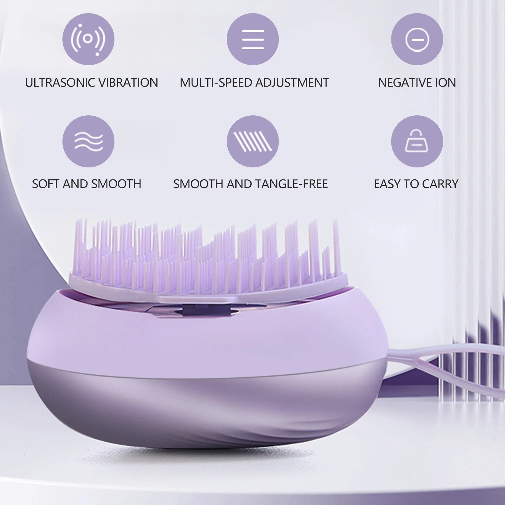 Hair Massage Comb with Electric Negative Ion, Two Vibration Modes, Smooth Frizz-Free, Fluffy Hair Brush