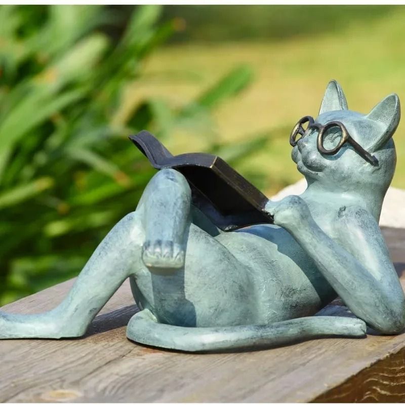 Scholarly Literature Cat Figurine