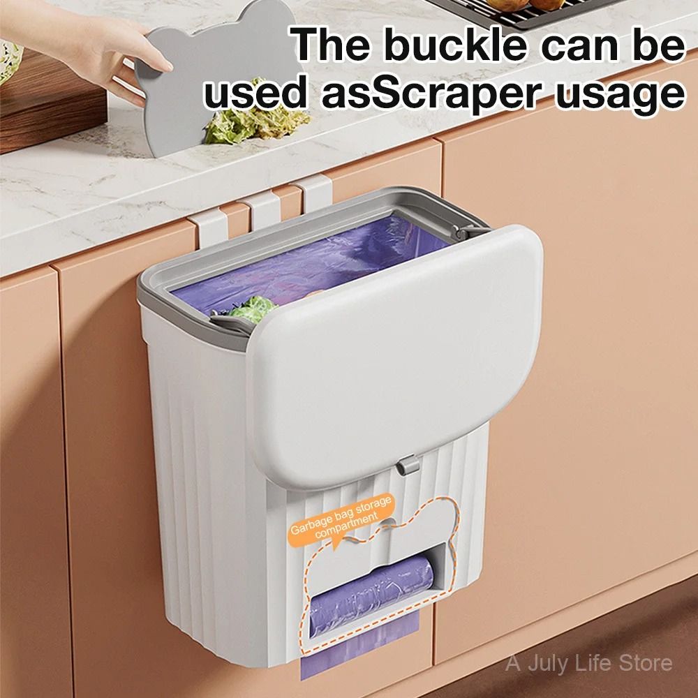 Wall Mounted Kitchen Trash Can with Lid