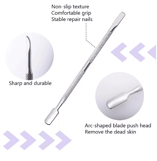 Stainless Steel Cuticle Remover and Pusher Set Double Sided 4 Piece