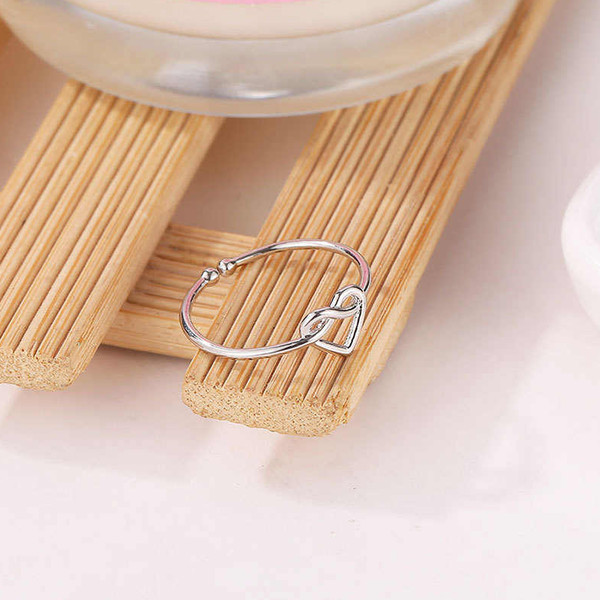 Adjustable Love Heart Knot Ring