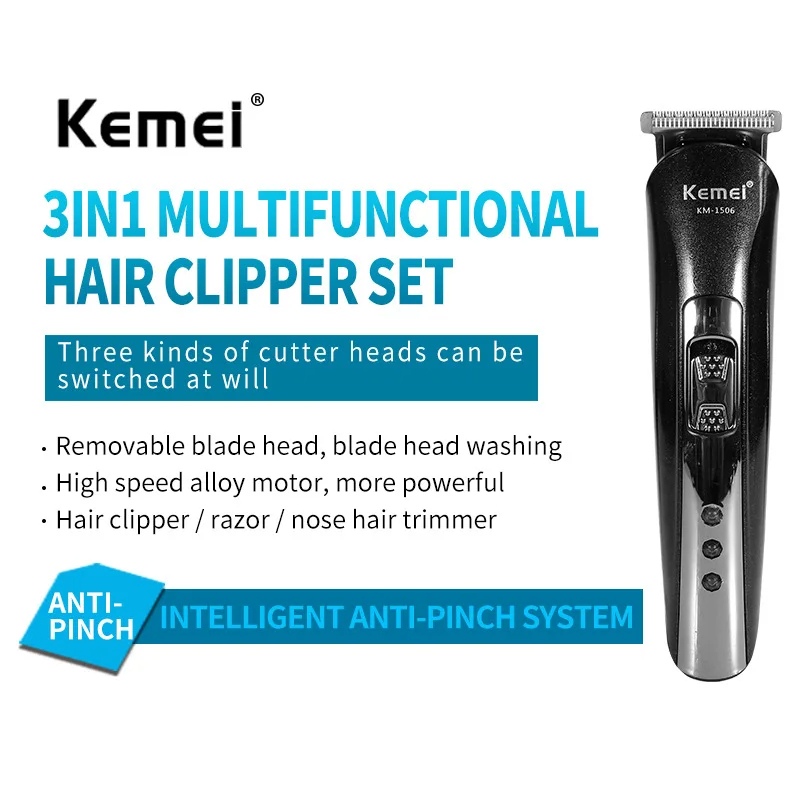 Professional 3-in-1 Electric Shaver & Hair Trimmer – USB Rechargeable for Smooth Shaving