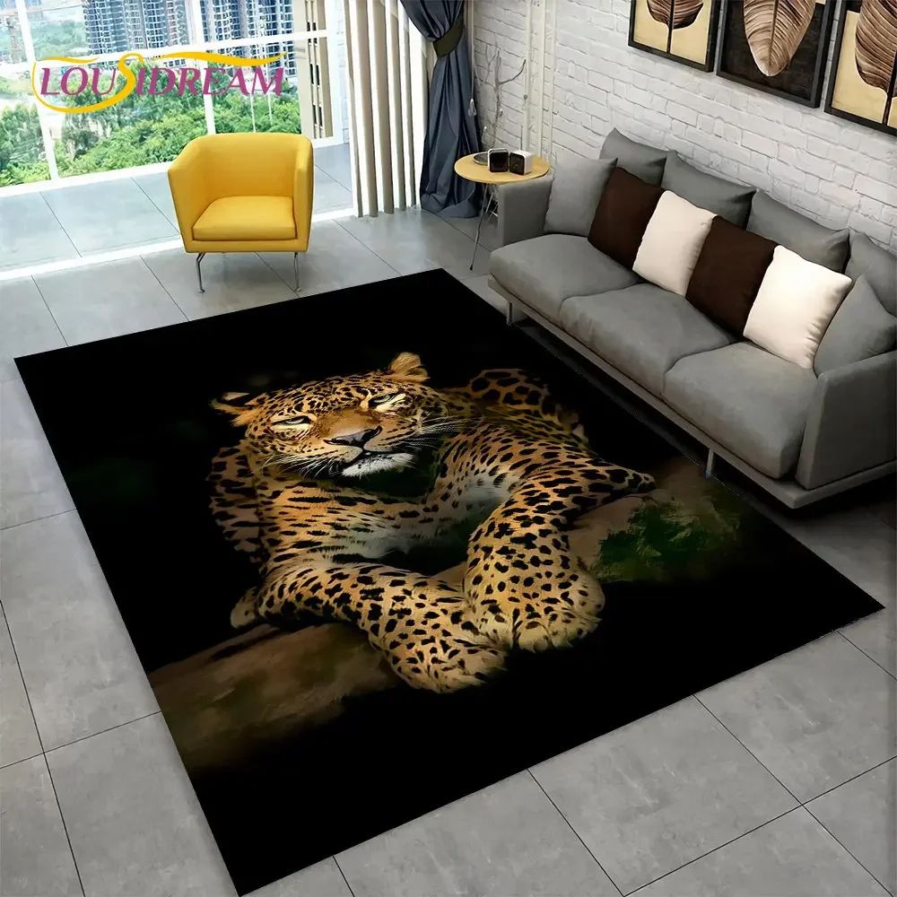 Savage Jungle 3D Animal Area Rug – Non-Slip Wildlife Carpet for Living Room & Kids Spaces