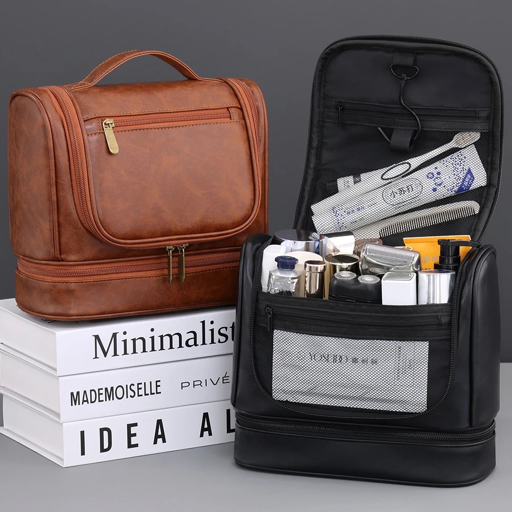 Men Multi-functional Waterproof Toiletry Bag, High Capacity Business Hand-held Storage