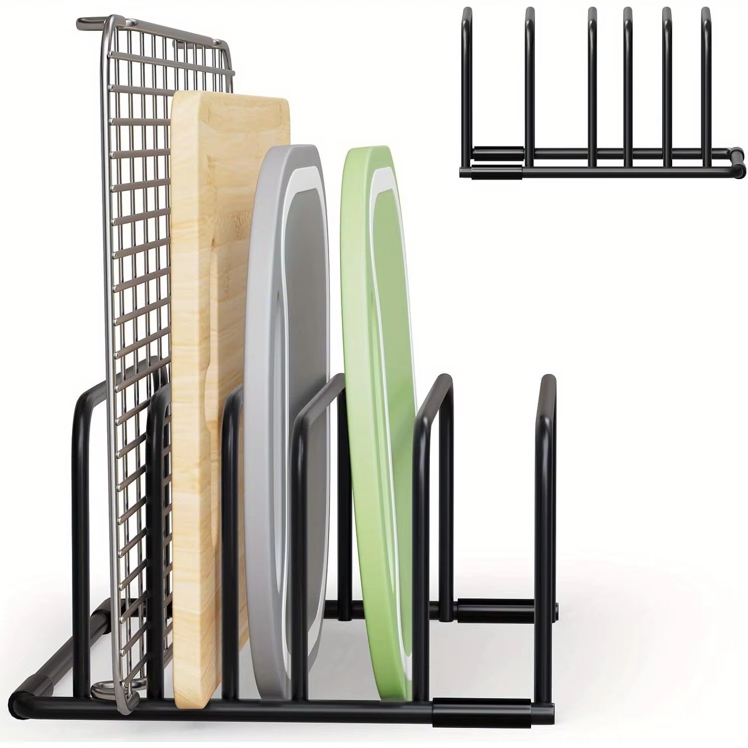 SpaceMax Multi Functional Iron Kitchen Rack with Basket for Cutting Boards and Bakeware