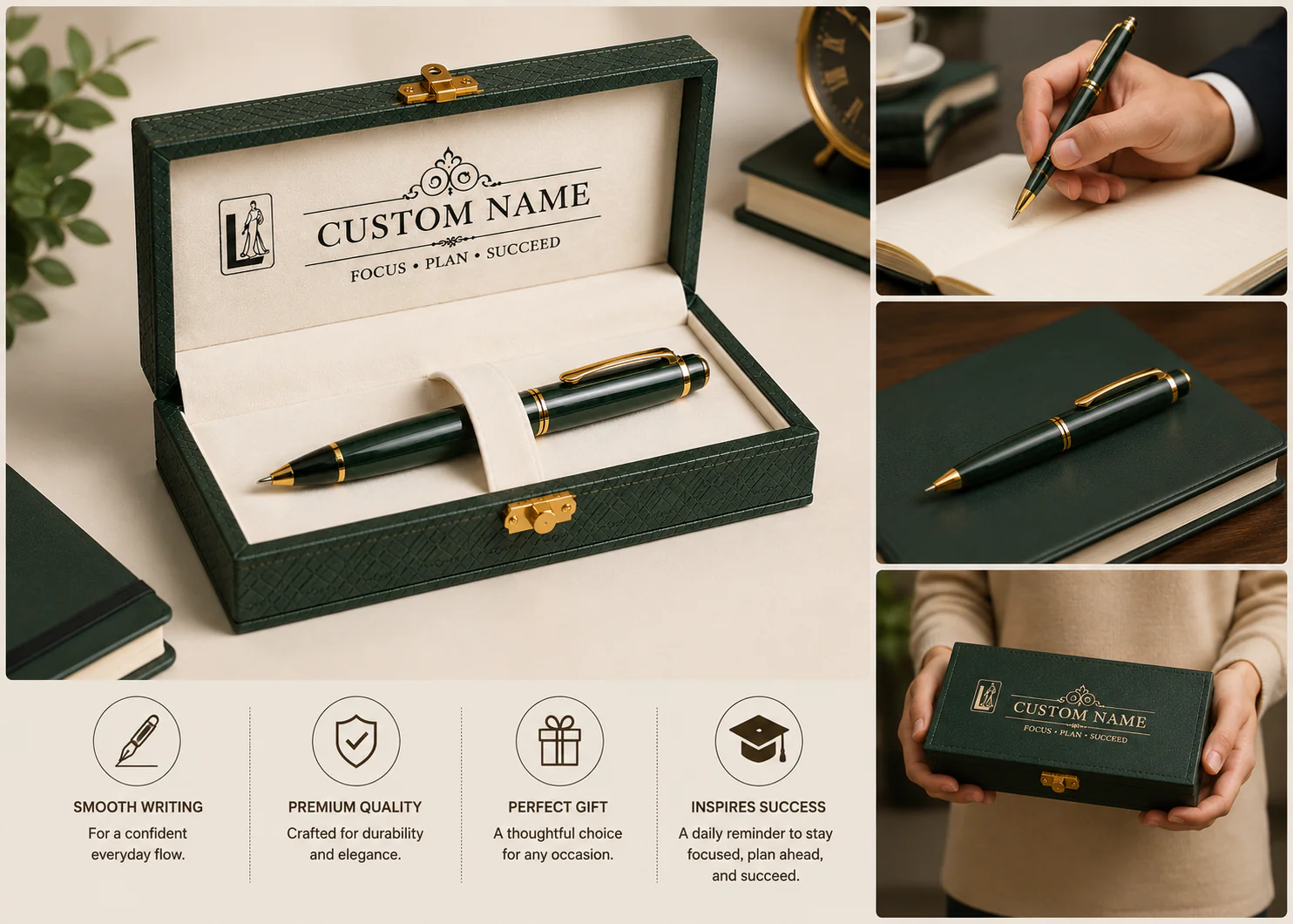 Luxury Emerald Green Pen Gift Set with Premium Presentation Box