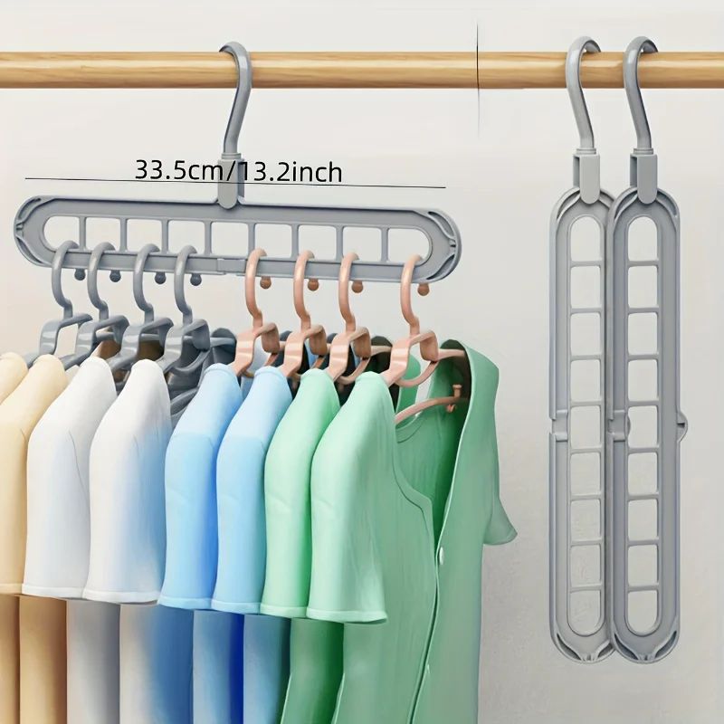 3 Piece 9 Hole Foldable Clothes Hangers Space Saving Heavy Duty Plastic Closet Organizer for Wardrobe Home
