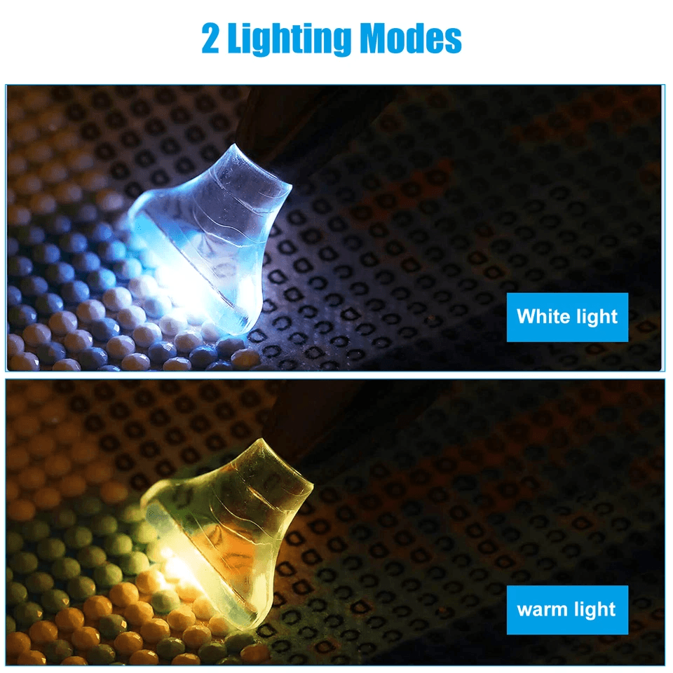 Diamond Painting Drill Pen with LED Light, USB Rechargeable DIY Embroidery Tool with 5 Replaceable Heads