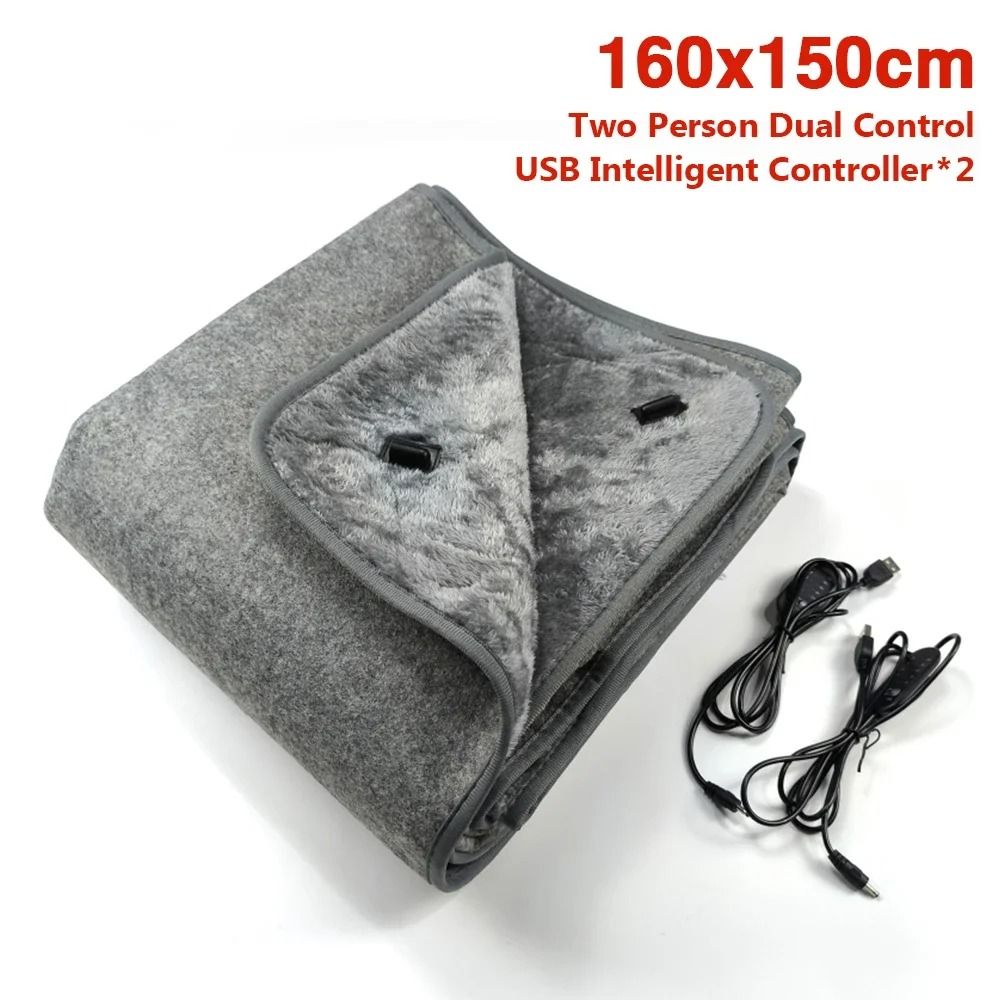 USB Electric Heating Blanket Plush Adjustable Heating Pad with Temperature Control and Timer