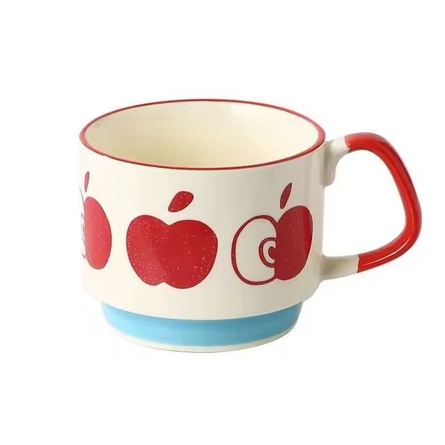 Japanese Flower Retro Ceramic Mug Set 300ml Stylish Drinkware