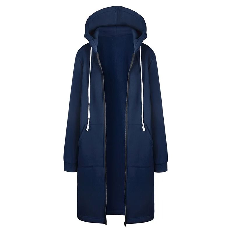 Womens Thick Hooded Maxi Jacket Parka Loose Zipper Pocket Sweatshirt Dress