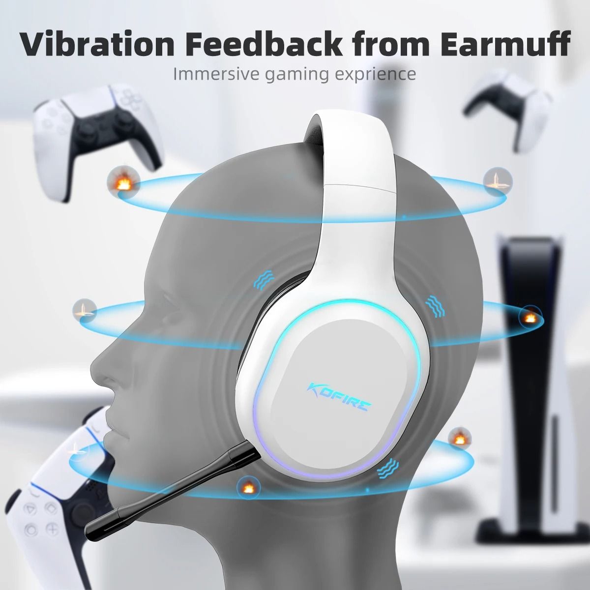 Kofire UG05 Wireless Gaming Headset with Vibration and Mic
