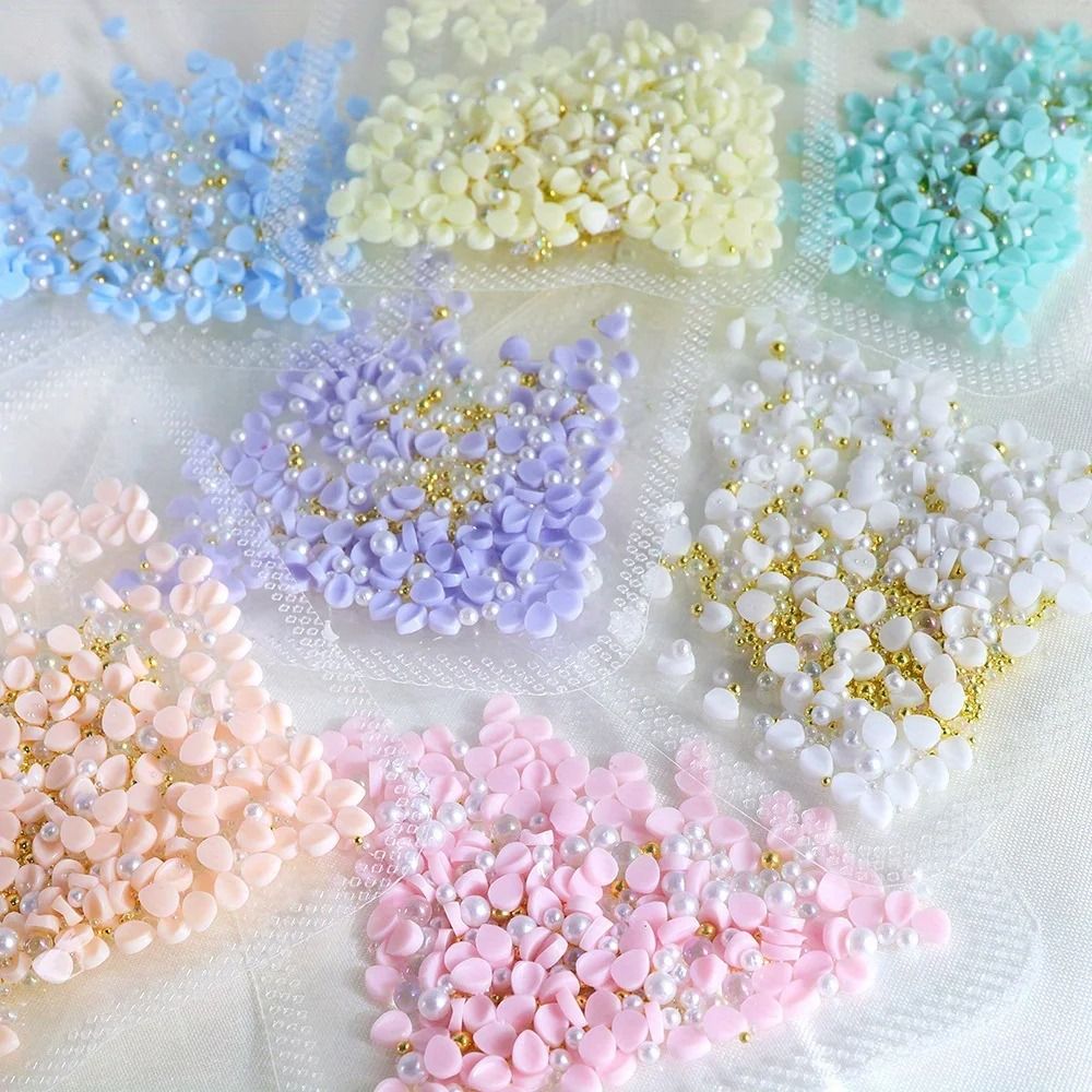 150pcs 3D Nail Art Charm Kit with Acrylic Petals and Rhinestones