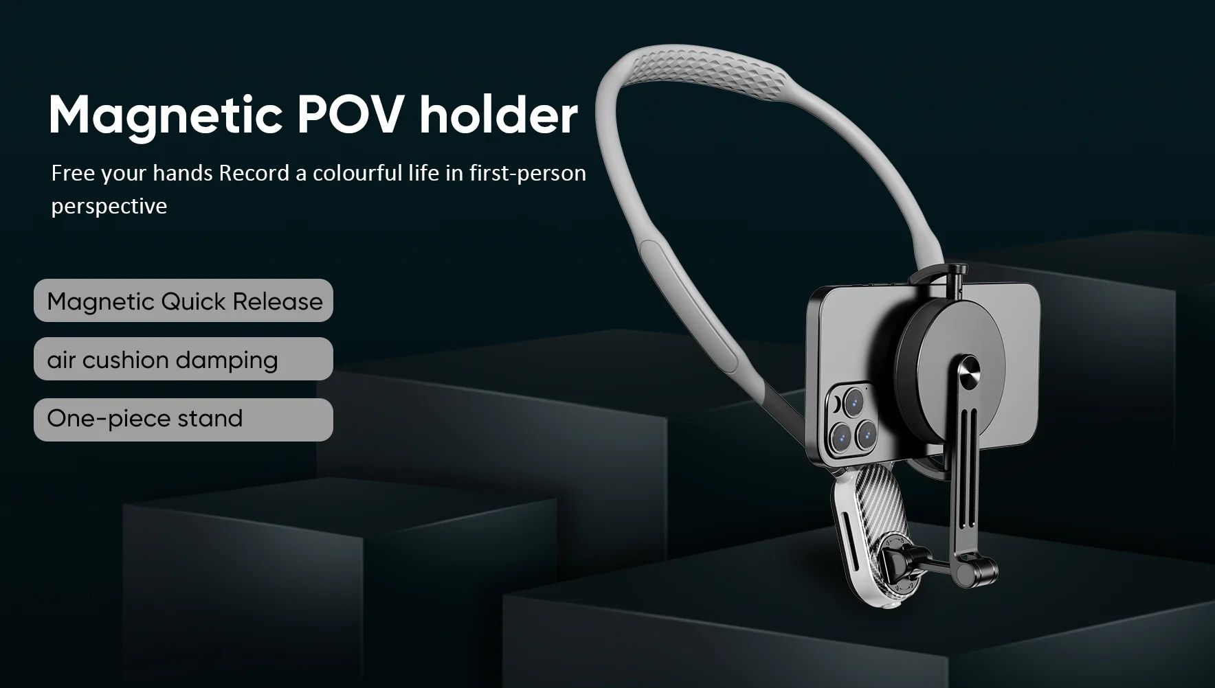 Magnetic Neck Phone Mount with Quick Release Holder