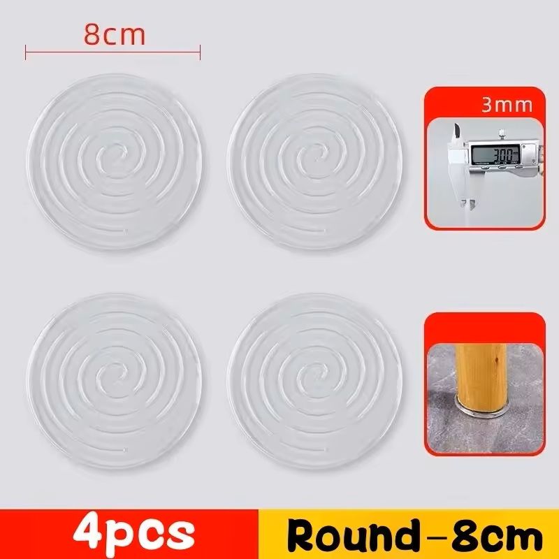 Anti-Slip Silicone Furniture Pads – Transparent Vibration Dampening Feet for Beds, Tables & Appliances