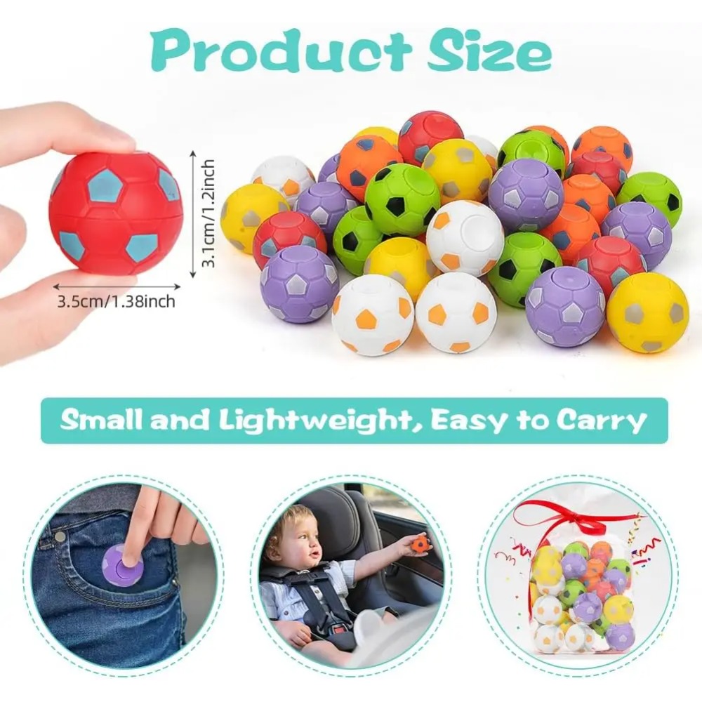 Mini Fidget Spinner Soccer Ball Toy Rotatable Finger Stress Relief for Kids, Party Favors
