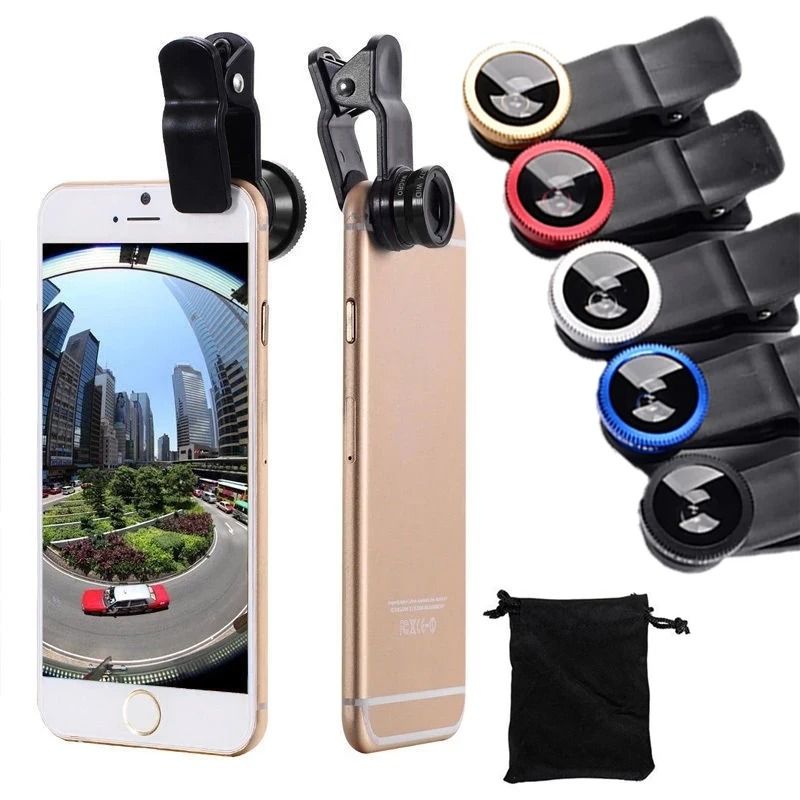 3 in 1 Phone Camera Lens Kit Fisheye Wide Angle and Macro with Clip