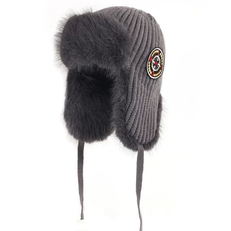Thickened Knit Earflap Plush Winter Hat