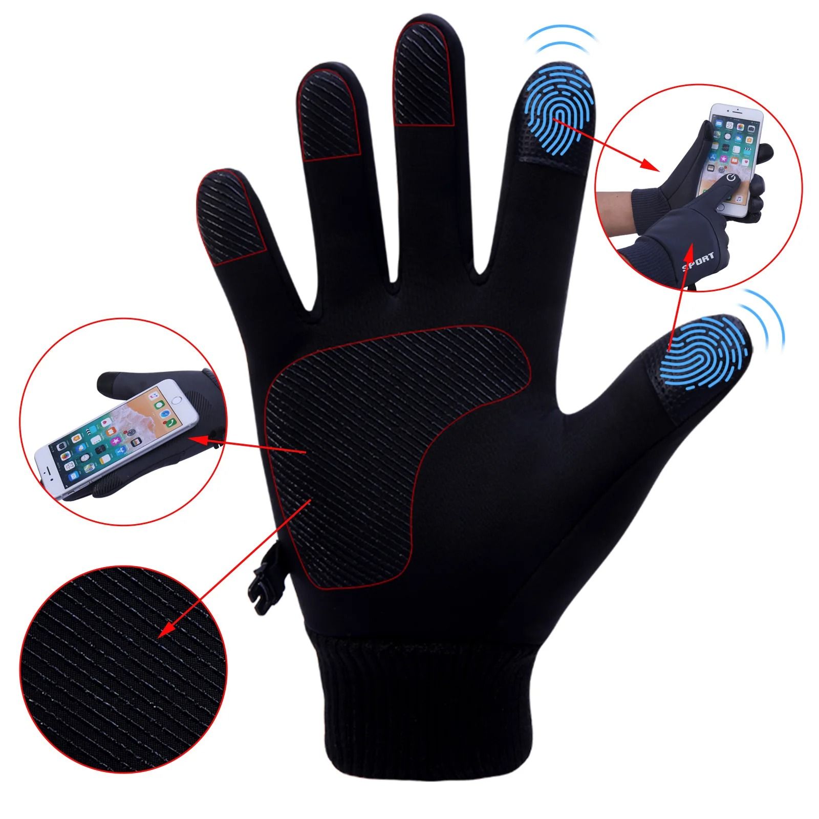 Winter Touch Screen Thermal Gloves Waterproof Windproof Warm Gloves