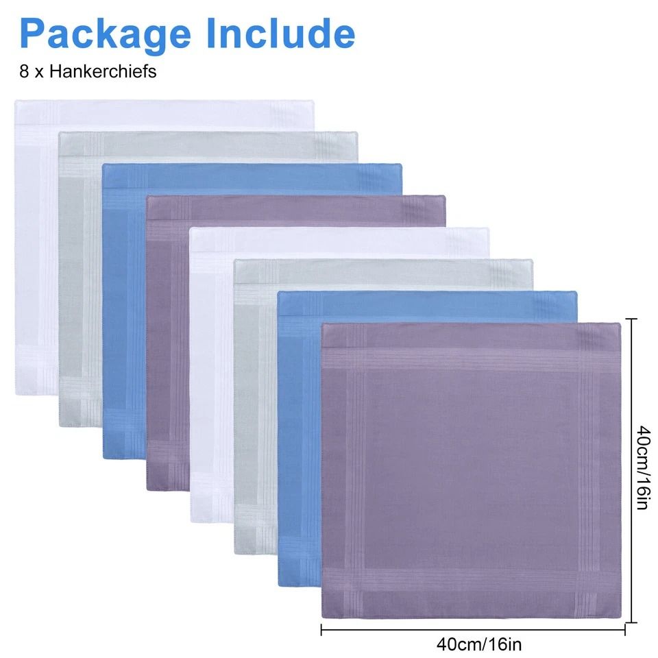 Classic Plaid Pocket Squares, Men's Handkerchief, Soft Cotton Hankies, Compact & Stylish Cotton