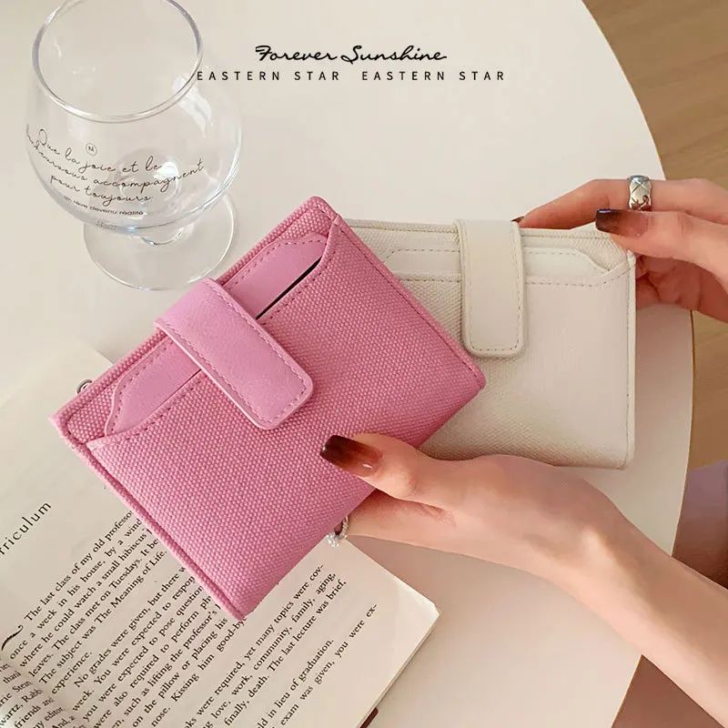 Everyday Compact Womens Wallet - PU Leather Short Bifold with Zipper Coin Pocket & Snap Closure