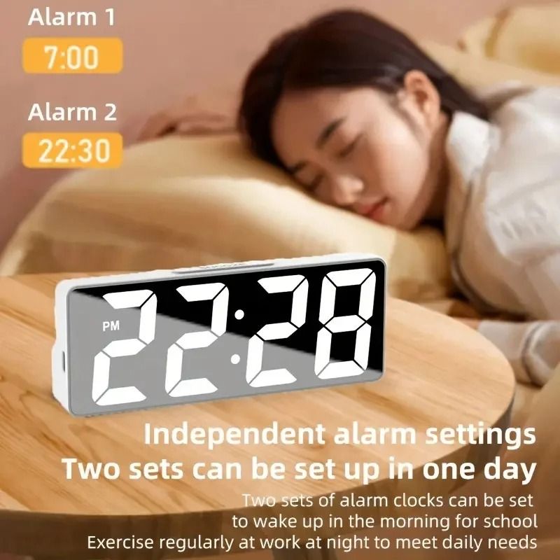 Digital Alarm Clock with Temperature and Adjustable Brightness