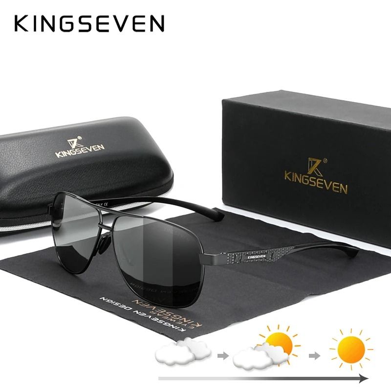Polarized Aluminum Sunglasses UV400 HD Lens Pilot Eyewear with Photochromic Night Vision Protection