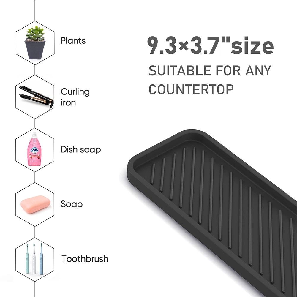 Silicone Sink Tray Self Draining Soap Dispenser and Sponge Holder