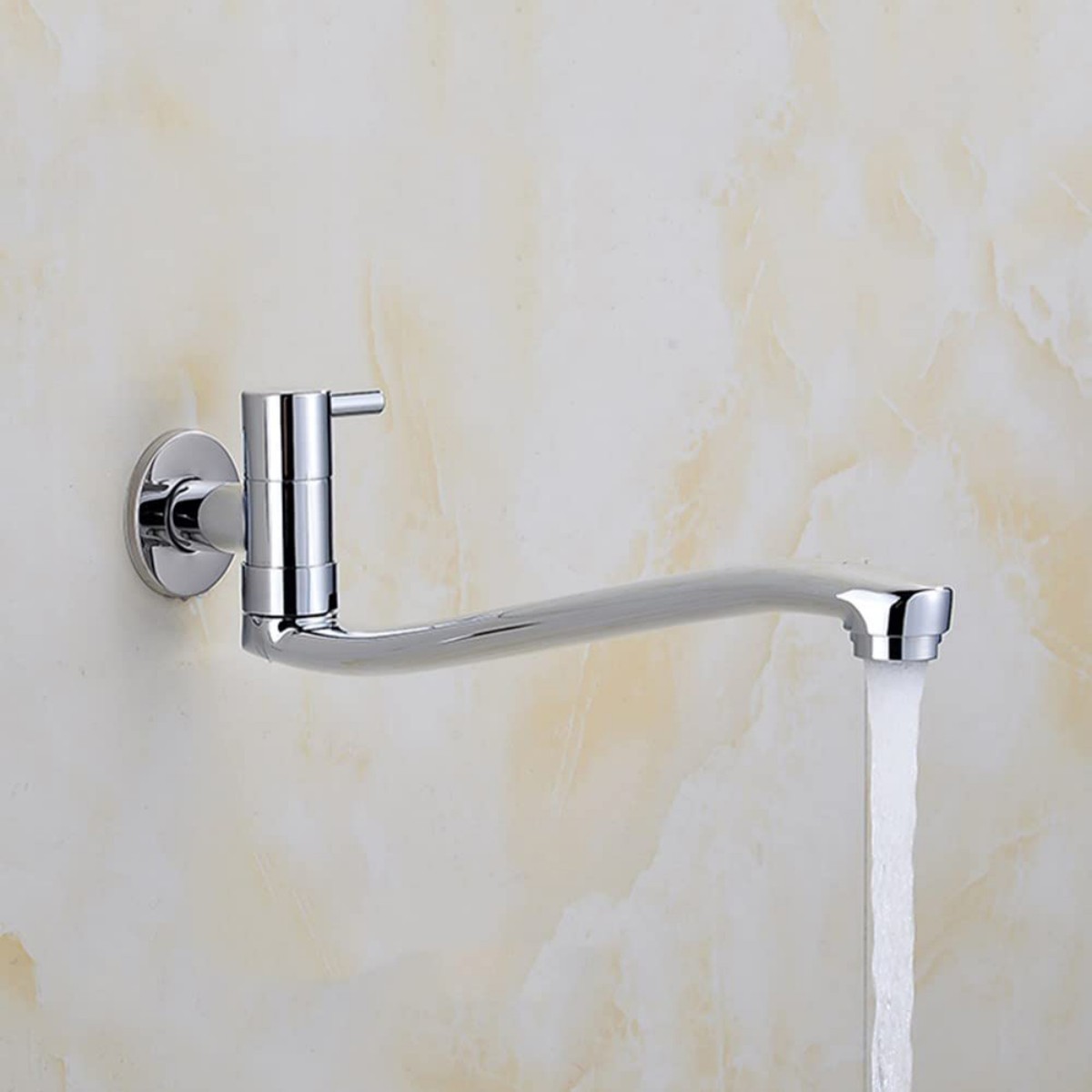 Space Saving Wall Mount Cold Water Faucet with Swing Spout