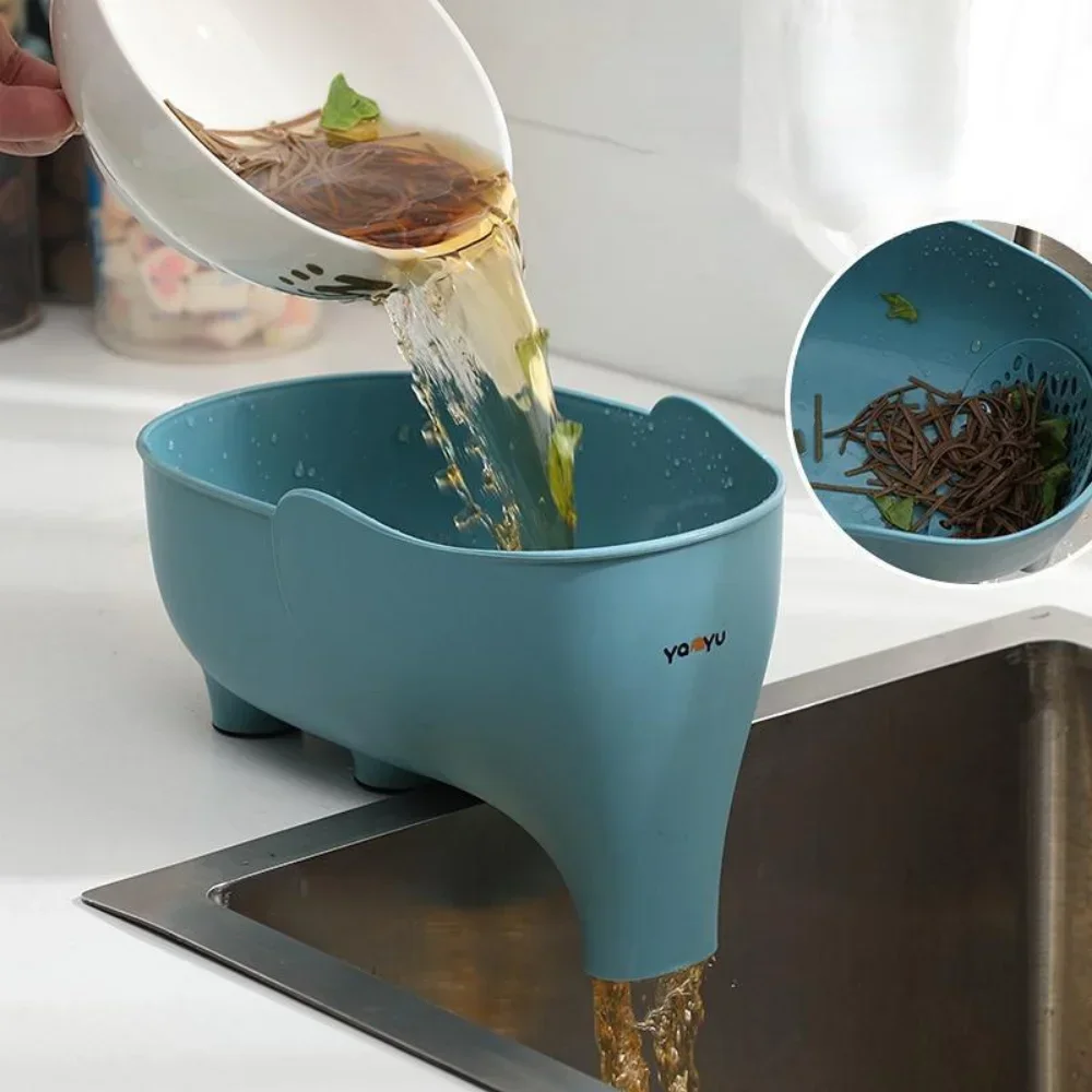 Sink Strainer, Elephant Sculpt, Hanging Drainer Rack, Fruit and Vegetable Washing Basket, Kitchen Accessories, Leftover