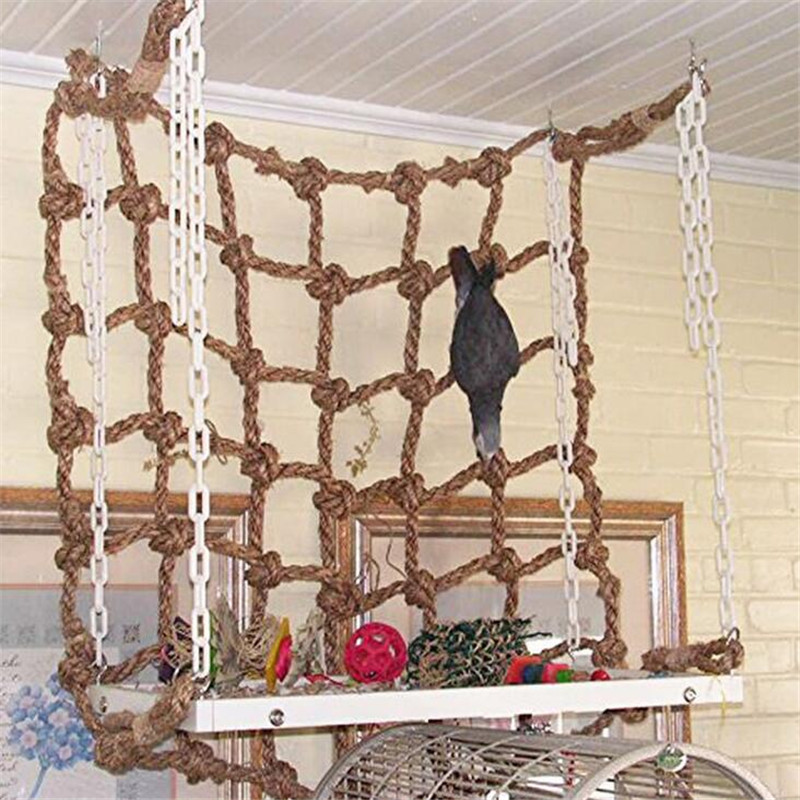 Parrot Climbing Net Bird Toy with Hook - Eco-Friendly Rope Hammock for Birds to Swing, Climb, and Chew