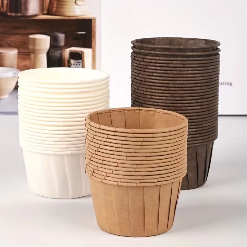 50-Piece High-Temp Resistant Baking Paper Muffin Cups for Cake Rolls and Desserts