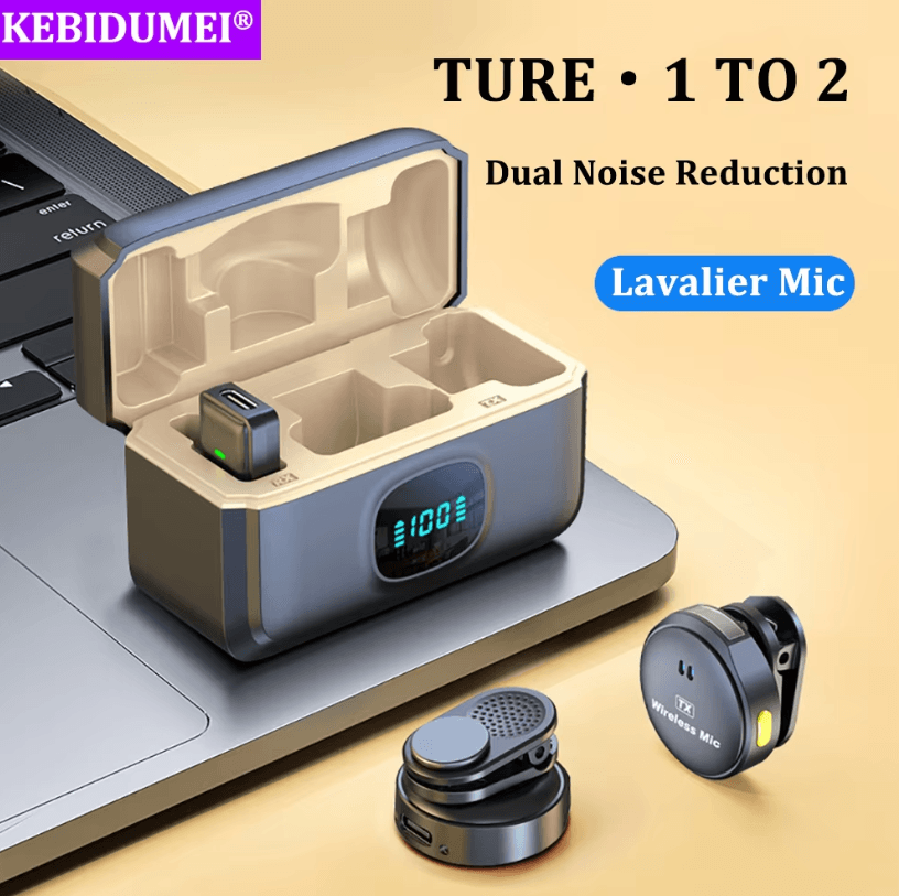 2.4GHz Wireless Lavalier Microphone – Magnetic Suction Clip-On Mic with Charging Case for Plug and Play Video Recording